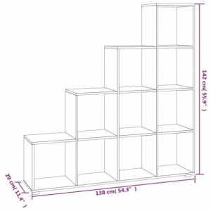 Fekete szerelt fa lépcsős könyvespolc 142 cm