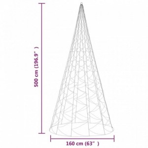 Karácsonyfa zászlórúdon 1400 meleg fehér LED-del 500 cm