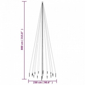 Karácsonyfa cövekkel 1134 színes LED-del 800 cm