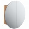 Tölgy fürdőszobai szekrény kerek tükörrel|LED-del 40x40x17,5 cm