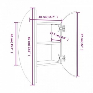 Tölgy fürdőszobai szekrény kerek tükörrel|LED-del 40x40x17,5 cm