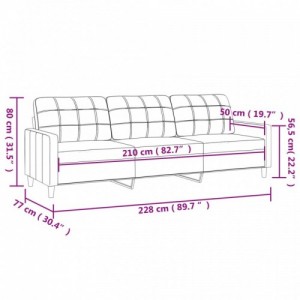 3 személyes sötétszürke szövet kanapé 210 cm