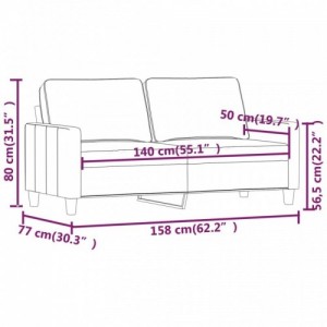 Kétszemélyes sötétszürke bársony kanapé 140 cm