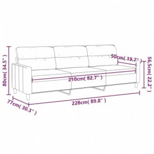 3 személyes sötétszürke szövet kanapé 210 cm