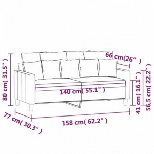 Kétszemélyes világosszürke bársony kanapé 140 cm