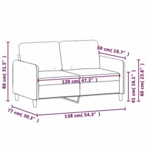 Kétszemélyes világosszürke bársony kanapé 120 cm