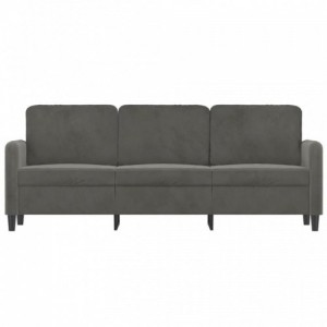 3 személyes sötétszürke bársony kanapé 180 cm