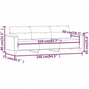 3 személyes világosszürke mikroszálas szövetkanapé 210 cm