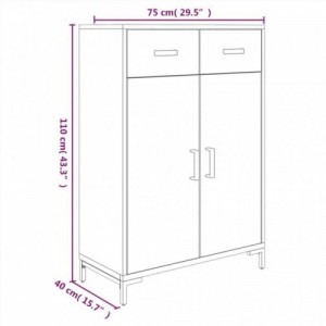 Fekete tömör újrahasznosított fenyőfa cipőtartó 75x40x110 cm