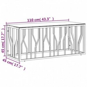 Aranyszínű üveg és rozsdamentes acél dohányzóasztal 110x45x45cm