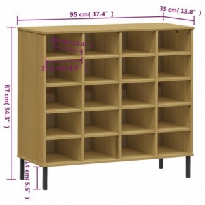 OSLO barna tömör fa cipőszekrény fém lábakkal 95 x 35 x 86 cm