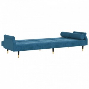 Kék bársony kanapéágy párnákkal