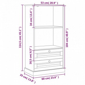 VIGO tömör fenyőfa könyvespolc 60x35x114,5 cm