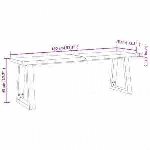 Tömör akácfa pad természetes éllel 140 cm