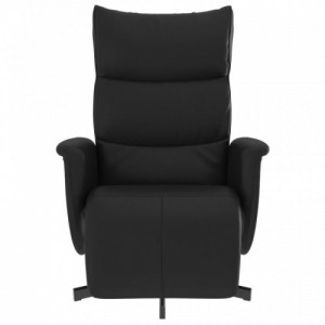 Fekete műbőr dönthető fotel lábtartóval