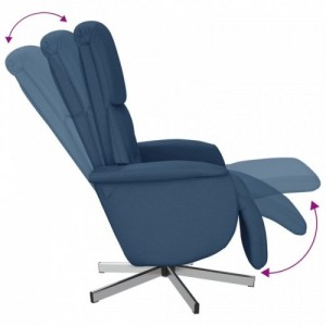 Kék szövet dönthető fotel lábtartóval