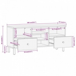 Tömör akácfa és szerelt fa TV-szekrény 100 x 33 x 46 cm