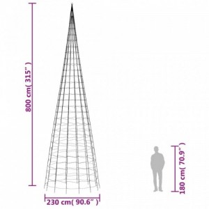 Hideg fehér karácsonyfa lámpa zászlórúdon 3000 LED-del 800 cm