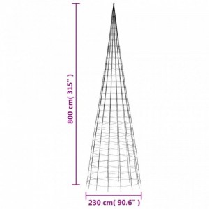 Hideg fehér karácsonyfa lámpa zászlórúdon 3000 LED-del 800 cm