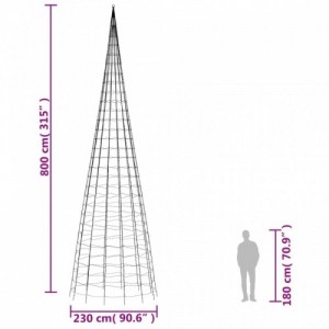 Kék karácsonyfa lámpa zászlórúdon 3000 LED-del 800 cm