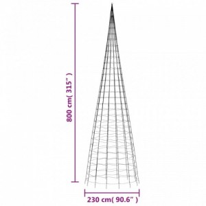 Kék karácsonyfa lámpa zászlórúdon 3000 LED-del 800 cm