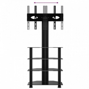 4-szintes fekete sarok TV-állvány 32-70 hüvelyk