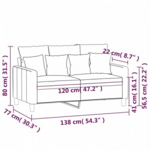 Kétszemélyes világosszürke bársony kanapé 120 cm