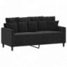 Kétszemélyes fekete bársony kanapé 140 cm