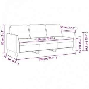 3 személyes krémszínű műbőr kanapé 180 cm