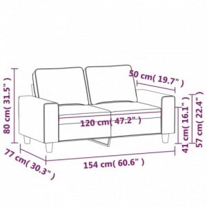 2 személyes világossárga szövet kanapé 120 cm