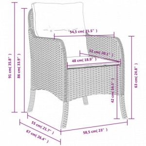 2 db fekete polyrattan kerti szék párnával