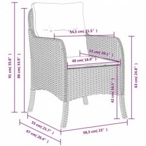 2 db bézs polyrattan kerti szék párnával