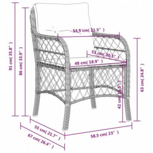 2 db barna polyrattan kerti szék párnával