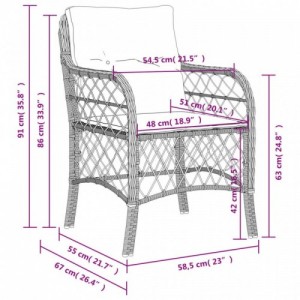 2 db világosszürke polyrattan kerti szék párnával