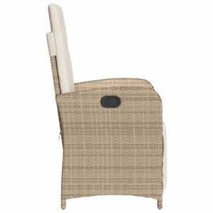 2 db bézs polyrattan dönthető kerti szék lábtartóval