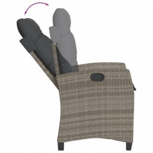 2 db szürke polyrattan dönthető kerti szék párnákkal