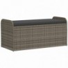 Szürke polyrattan tárolópad párnával 115 x 51 x 52 cm