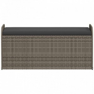 Szürke polyrattan tárolópad párnával 115 x 51 x 52 cm