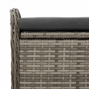 Szürke polyrattan tárolópad párnával 115 x 51 x 52 cm