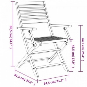 2 db összecsukható tömör akácfa kerti szék 54,5x61,5x86,5 cm