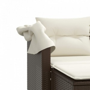 2 személyes barna polyrattan kerti kanapé baldachinnal|székkel