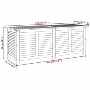 Tömör akácfa kerti tárolóláda zsaluval 150 x 50 x 56 cm