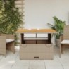 Bézs polyrattan és akácfa kerti asztal 110 x 110 x 71 cm