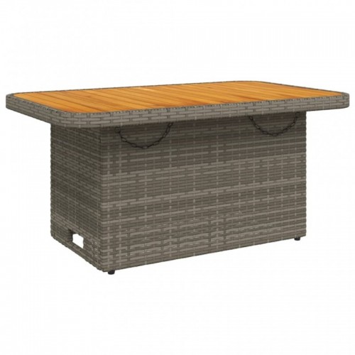 Szürke polyrattan és akácfa kerti asztal 90 x 55 x 71 cm