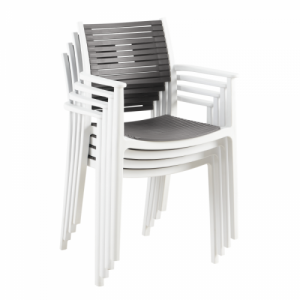 Rakásolható szék, fehér|szürke-barna, HERTA