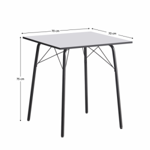 Étkezőasztal, fehér|fekete, 70x70x75 cm, NALAK TYP 1