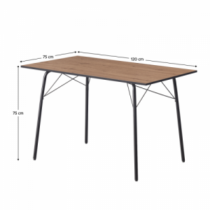 Étkezőasztal, artisan tölgy|fekete, 120x75x75 cm, NALAK TYP 2