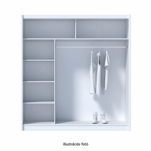 Tolóajtós szekrény, fehér|craft tölgy, 203x215 cm, LADDER