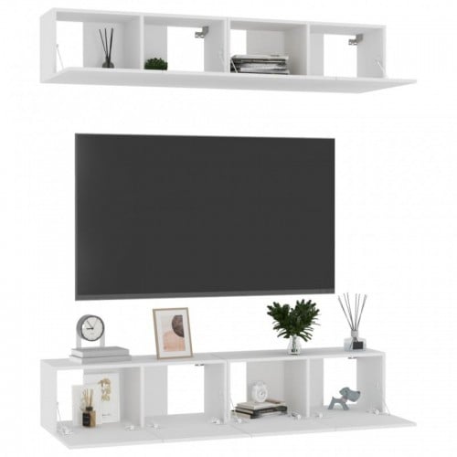 4 db fehér szerelt fa TV-szekrény 80 x 30 x 30 cm
