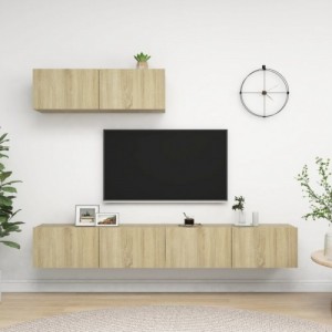 3 db sonoma-tölgy színű szerelt fa TV-szekrény